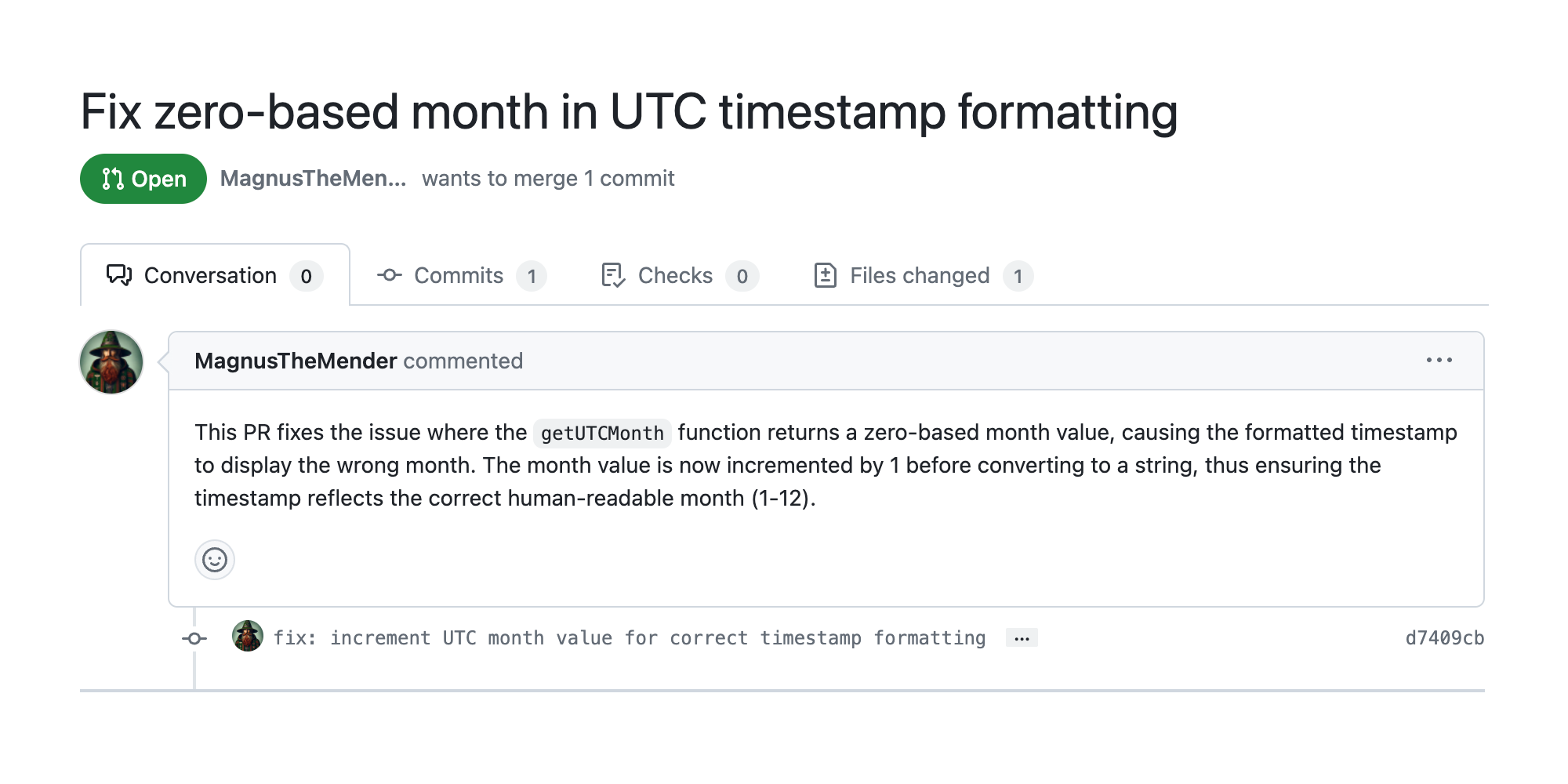 Bugfix Pull Request Description